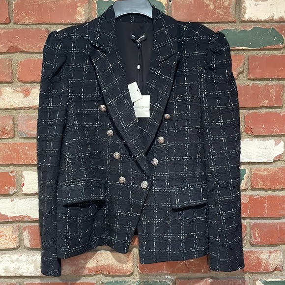 NWT Generation Love Knight Black White Tweed Blazer jackets - Picture 3 of 9